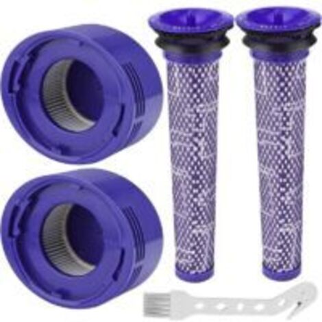 Filtre pour Dyson V8/V7, Filtres de Rechange Lavable pour Aspirateur Dyson V7/V8 Absolute et Animal, Accessoire Aspirateur pour Dyson V8 Avec 2 Post-Filtres HEPA, 2 Pré-Filtres, 1 Outil de Nett (1/4)