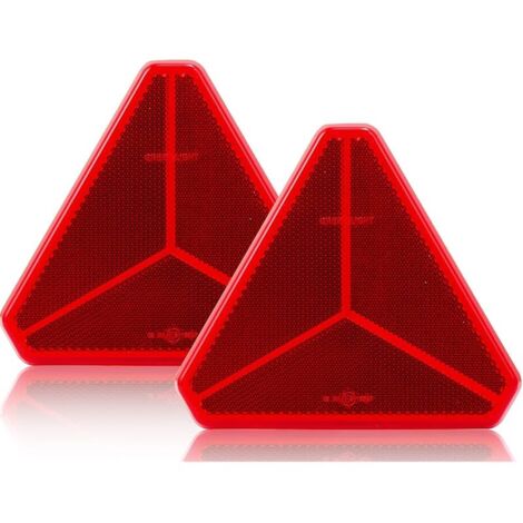 Catadioptres Triangle Remorque Rouge,Reflecteur Autocollant remorque,Catadioptre Soi Adhésif Remorque Réflecteurs,Catadioptre Triangle Remorque,Homologué Emark catadioptre remorque(2pcs) (1/5)