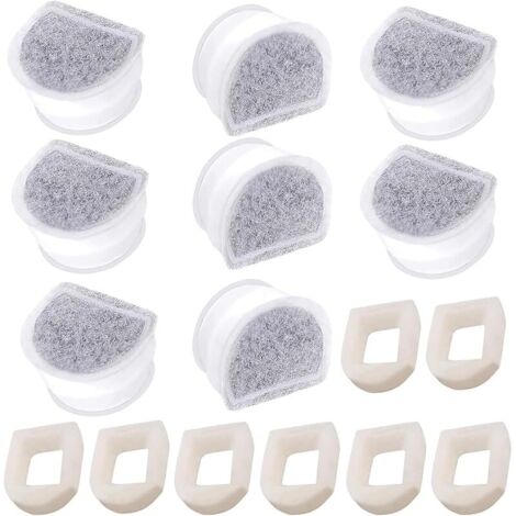 Filtres de rechange pour fontaine à eau pour animaux, 8 filtres à charbon + 8 préfiltres en mousse, compatibles avec la fontaine à eau PetSafe Drinkwell, conviennent à plusieurs utilisations. (1/5)