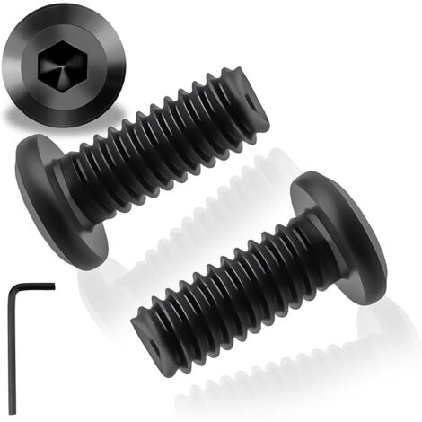 25 vis à tête plate noire M6 x 16 mm, boulons A2 V2a en acier inoxydable M6, vis cylindriques à tête plate Allen avec clé hexagonale, adaptées aux appareils ménagers et aux machines industrielles.