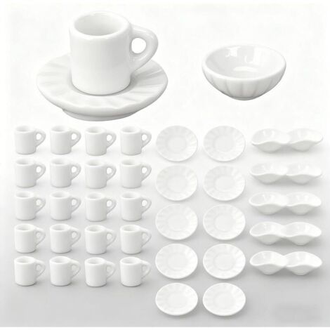 Lot de 40 tasses miniatures, accessoires de cuisine miniatures, formes réalistes, style mignon, en résine/plastique, idéales pour les jeux de rôle, les accessoires et la décoration de table. (1/5)