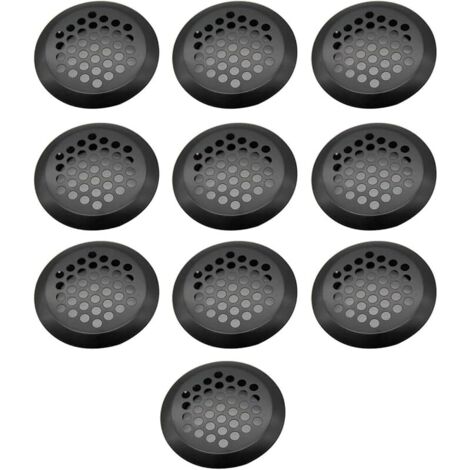 Lot de 10 grilles d'aération rondes en acier inoxydable de 35 mm, idéales pour la cuisine, la salle de bain, les placards, les bibliothèques et les armoires. (1/5)