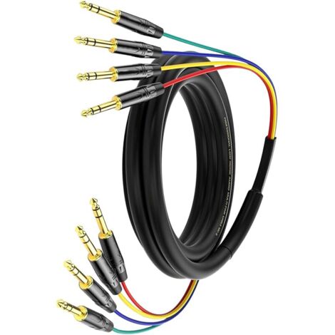 Câble multipaire 4 canaux, 1,8 m (6 pieds), jack TRS 6,35 mm (1/4") symétrique, avec connecteurs de couleur, pour scène, clavier, amplificateur, enceinte et applications live. (1/5)