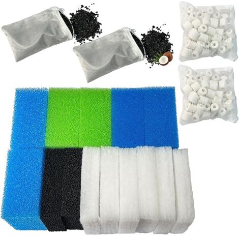 Filter Media Maintenance Kit Compatible with Juwel Aquarium 87060 Bioflow Filter Inner Filter L with Activated Carbon Sponges, Coarse Blue Filter, Blue Fine Filter, White Pads 22 Pack (1/5)