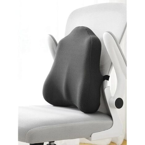 Coussin lombaire ergonomique pour chaise de bureau et de voiture – Coussin de dossier en mousse à mémoire de forme, réglable et lavable, gris foncé (1/5)