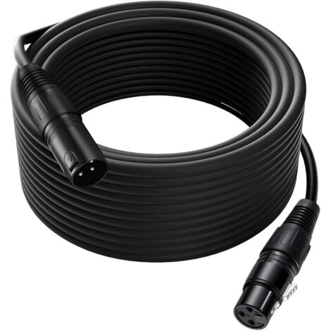 Câble XLR, 15 m (50 pieds), câble microphone mâle-femelle, câble XLR blindé de qualité supérieure avec connecteur 3 broches, compatible avec les microphones Shure SM, Behringer, systèmes d'enceintes e (1/5)