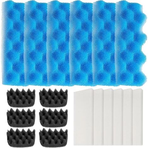 Kit de remplacement pour filtre d'aquarium compatible avec les filtres Fluval 306/307 (18 filtres) avec éponge biologique bleue, blanche et noire.