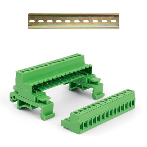 Bornier électrique, connecteur électrique, 14 broches, guide-câble intégré sur rail DIN, bornier de terre, diamètre de câble 2,5 mm, pour câblage et conversion de circuits (1/5)