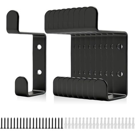 Lot de 10 crochets muraux pour panneaux acoustiques 13 mm – Noir mat, fer robuste, design crochet mural (1/5)