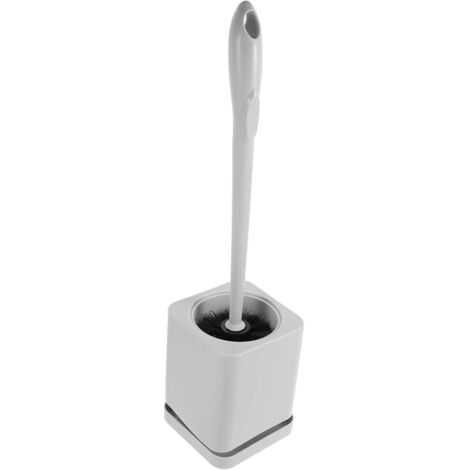 Brosse WC à long manche avec support, poils souples blancs pour le nettoyage des toilettes et urinoirs. Accessoire pratique pour salle de bain et hôtel. Anti-odeurs et base stable. (1/5)