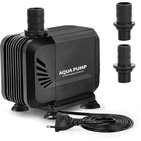 Pompe Bassin Pompe a Eau 1500L/H 15W Pompe Aquarium Amphibie Ultra-Quiet avec 2 Gicleurs 13mm/16mm