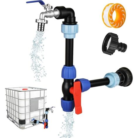 Adaptateur IBC avec Col De Cygne en Laiton Double Robinet 3/4, pour Réservoir d'eau De Pluie 1000 L - Accessoire pour Réservoir IBC (1/5)