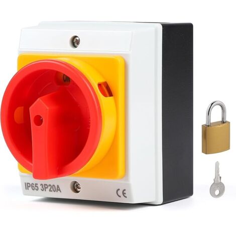20A Interrupteur Principal 3 Pôles, Interrupteur Rotatif avec Boîtier pour Connecter Interrupteurs et Séparer Petits Circuits, IP65 (1/5)