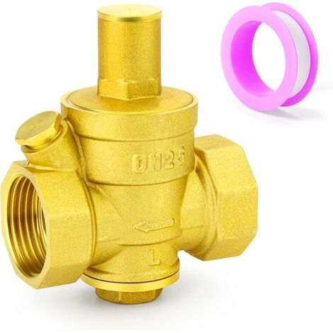 Vanne de régulation de pression d'eau en laiton, vanne de réduction de pression réglable 1" BSP pour camping-cars, chauffe-eau, panneaux solaires (1/5)