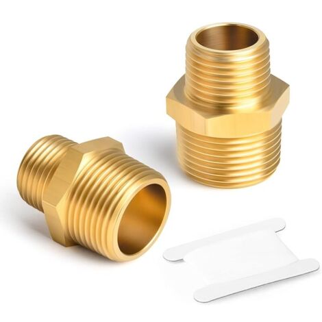 2 pièces raccord de tuyauterie en laiton, raccord hexagonal réducteur, connecteur coupleur BSP mâle 1/2" x 1/4" pour eau/huile/gaz (1/5)