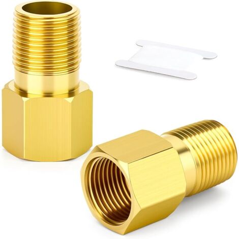 2 pièces raccords de tuyau en laiton, filetage femelle à mâle 3/8" BSP, adaptateur d'extension pour raccord droit de 35 mm de long, connecteur réducteur pour drainage (1/5)