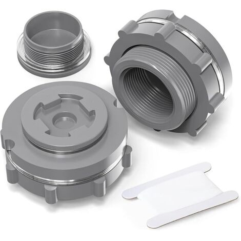 2 pièces raccord Passe-cloison en PVC 1" BSP, raccord Adaptateur Noir pour réservoir d'eau avec Bouchons et Joint pour citernes pluviales, Aquariums, bassins (1/5)