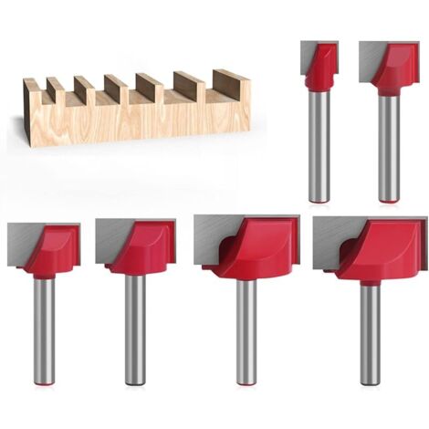 Lot de 6 Fraise de nettoyage pour fond de rabotage, 6mm Tige Fraisage à Menuiserie Fraise à Bois Fin Double Tranchant Nettoyage du Fond de Bois Routeur Bits Dia de Coupe 10/16/20/22/30/32mm (1/5)