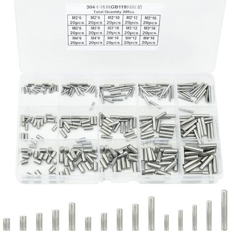Lot de 300 goupilles cylindriques M2 M3 M4 en acier inoxydable pour portes fenêtres produits en bois lits doubles étagères parois d'armoire fixations de tige industrielles (1/5)