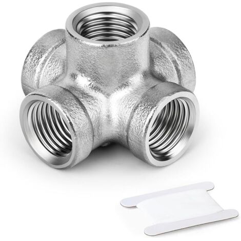 1 Pièces 1" BSP 5 voies raccords cruciaux en acier inoxydable pour conduites d’eau et d’air, application industrielle