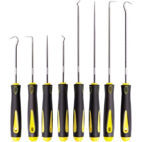 8 Pcs Jeu de Crochets et Tournevis Mécanique de Précision, Jeu de Crochets et Tournevis Mécanique, Outil à dégarnir l’Habillage de Porte Extracteur Joint Injecteur, Crochets Longue Portée (1/5)
