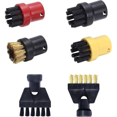 Lot de 6 Accessoires pour Nettoyeur Vapeur Karcher Easix SC1 SC2 SC3 SC4 SC5 Kit, Comprenant Brosses Accessoire Nettoyeur Vapeur, Brosse Pièces de Rechange (1/4)