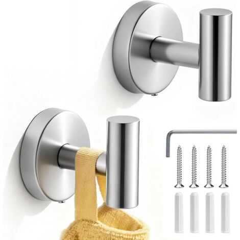 2 Pièces Crochet Mural A Visser Argent, Crochet Salle De Bain Patere Salle De Bain Crochets Porte Manteau Accroche Torchon Cuisine Crochets Et PatèRes Pour La Maison (1/5)