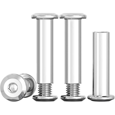 Lot de 10 vis de connexion M6 x 25 mm en acier inoxydable A2 V2A, connecteur d'armoire M6, pour meubles, armoires, planches en bois (10 vis de meubles, 10 écrous douilles)
