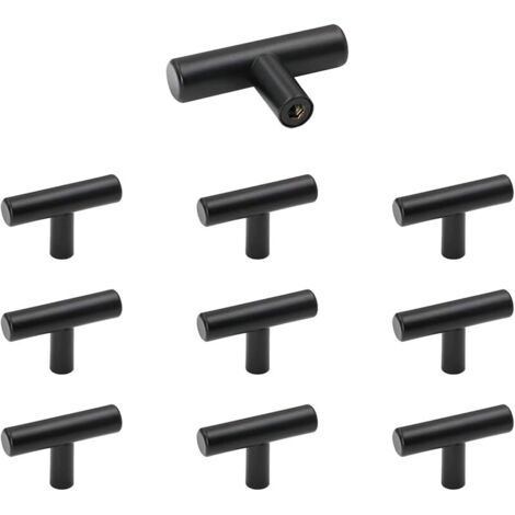 Bouton de Meuble, Poignée de Portes pour Placards en Acier Inoxydable 10 Pièces Noir Bouton de Tiroir Vintage avec Vis pour Commode, Armoire (1/5)