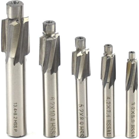 5 Pcs Fraises en Bout 4 Flûtes HSS-AL, Tailles M3 M4 M5 M6 M8, pour Usinage CNC Aluminium, Cuivre, Acier et Fonte (1/5)