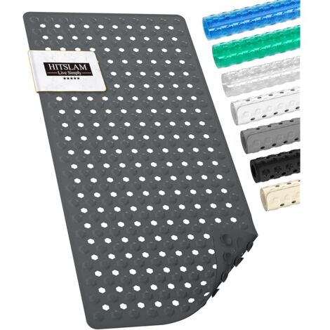 Tapis de Baignoire Antidérapant, 89 x 40cm Long Tapis de Douche sans BPA, Résistant aux Moisissures & Lavable en Machine Tapis de Bain, Séchage Rapide et Facile à Nettoyer, Anthracite (1/5)