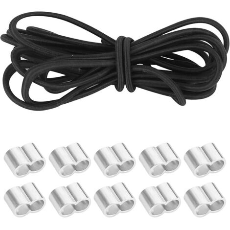 Corde en caoutchouc - 6 m - 7 mm - Pour remorque - Avec 10 pinces étrangleuses - Noir (1/5)
