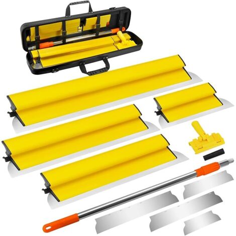 Spatule Enduit, Kit de spatules 25cm, 40cm, 60cm, 80 cm en acier inoxydable, 0,4 mm d'épaisseur, manche d'extension de 75 cm à 120 cm, grandes surfaces décoration murale et construction (1/5)