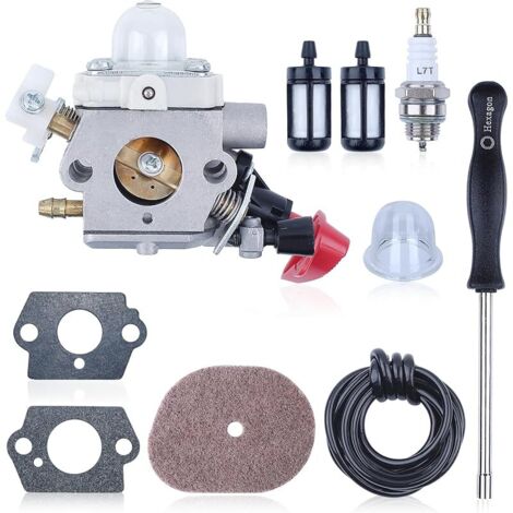 Kit Carburateur pour STIHL FS56 FS70 KM56 Series, Carburateur + Filtre à Air + Filtre à Carburant + Tuyau de Carburant + Bougie Pièces de Rechange pour Débroussailleuses (1/5)