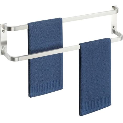Porte-Serviettes Mural à 2 Niveaux, Barre Porte Serviette Longueur 60 CM, en Acier Inoxydable SUS304 pour Cuisine et Salle de Bain, Finition Brossé (1/5)
