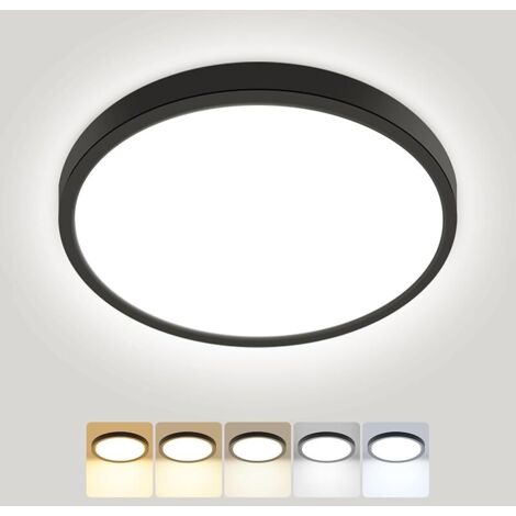 Plafonnier LED, 15W 1500LM Luminaire Plafonnier Salle de Bain, IP54 Etanche & 5 Couleurs(3000K/3500K/4000K/5000K/6500K), Lampe Plafond Rond pour Cuisine, Chambre, Couloir, Garage, Balcon (1/5)