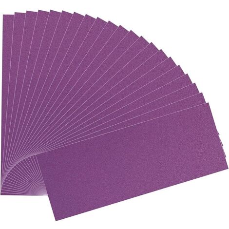 21 Pièces Papier de verre 240 Grain Papier abrasif eau/sec 93x230mm Utilisé pour polir le métal,le bois,les(Violet） (1/5)