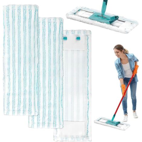 Lot de 3 housses de rechange pour balai d'essuie-glace Leifheit Profi XL Micro Duo/Cotton Plus - Housse de rechange pour balai Leifheit - En microfibre efficace - Élimine les taches - Convient (1/5)