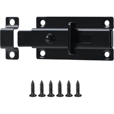 Verrous Loquet Porte Extérieur, 8.6x4.5 CM, Targette Verrou Portail Pratique Durable, Verrou Porte Interieure en Acier Inoxydable, Loquet Porte Coulissante Pour Portes, Fenêtres, Clôtures, Noir (1/5)