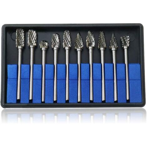 Dremel Lot de 10 fraises en métal dur avec tige de 3 mm pour sculpture sur bois, métal, pierre, gravure, perçage