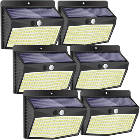 Lampe Solaire Exterieur [Lot de 6], 138LED Lumiere Solaire Exterieur avec Detecteur de Mouvement Étanche 3 Modes Eclairage Exterieur Solaire Spot Led ​Sans Fil pour Jardin Garage