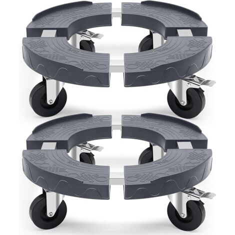 Porte Plante à roulettes Charge Lourde Capacité de 220KG, Adjustable de 38CM à 48CM Support Pot de Fleurs Intérieur avec Tube en Acier Inoxydable, Plateau à roulettes pour Arbres, 2 Pièces (1/5)