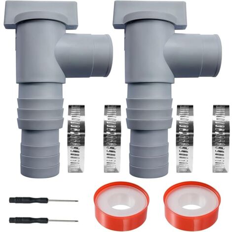 Vanne d'entretien/d'arrêt pour Piscine avec Raccord de Tuyau de 32/38mm, Vanne Piscine Double Split Tuyau Valve Plunger Accessoires de Piscine, Pour Piscine Hors Sol et Pompe de Piscine (Lot de 2)