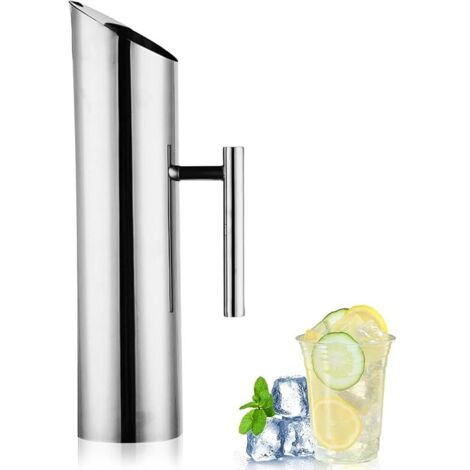 Pichet à eau en acier inoxydable avec protection contre le gel, pour boissons froides, outil de service pour la maison et l'hôtel (2 litres) (1/5)