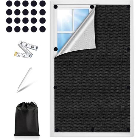 Protection solaire pour fenêtre - 70 x 120 cm - 100 % opaque - En tissu occultant - Fermeture magnétique - Film occultant pour fenêtre (1/5)