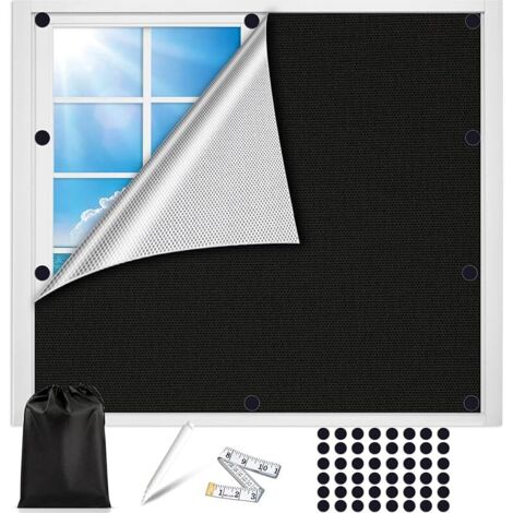Protection solaire occultant magnétique pour fenêtre - 300 x 145 cm - 100 % opaque - Fermeture magnétique - Film occultant pour fenêtre