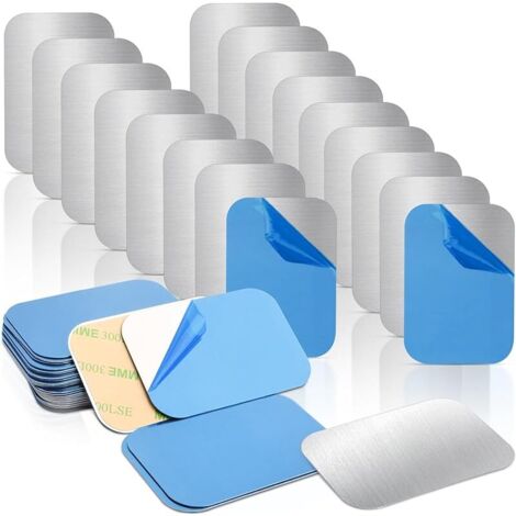 Lot de 100 plaques métalliques Autocollantes - Plaque métallique pour aimants - Plaque métallique très Fine - Disques métalliques en Acier Inoxydable - Plaquettes métalliques carrées pour (1/5)