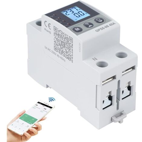 40A wifi Interrupteur protecteur de surtension Surge protector compteur electrique 2P 220V AC Auto réinitialisation La surtension/sous-tension et la surintensité peuvent être réglées (GPS8-06-U) (1/5)