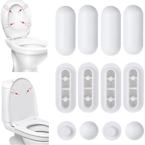 Lot de 12 tampons pour siège de WC, 8 anneaux et 4 pour abattant WC, pour la maison, le bureau, l'hôtel (1/5)