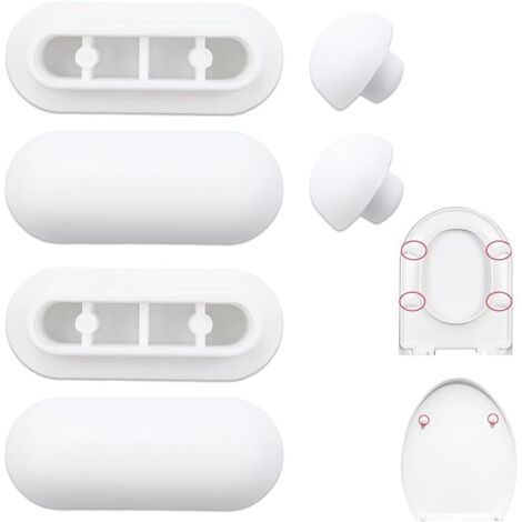 6 Pièces Tampon Abattant WC,Patin Abattant WC,Tampons pour Abattant de WC,Pare-chocs de Siège de Toilette,Amortisseur WC,4 Tampons Anneaux+2 Tampons Couvercle(Blanc)
